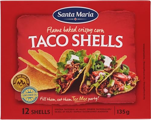 Santa Maria Taco Shells | 12 x 135g | Knusprig & Golden | Aus frischem Maismehl I Ideal für Party und Kindergeburtstage von Santa Maria