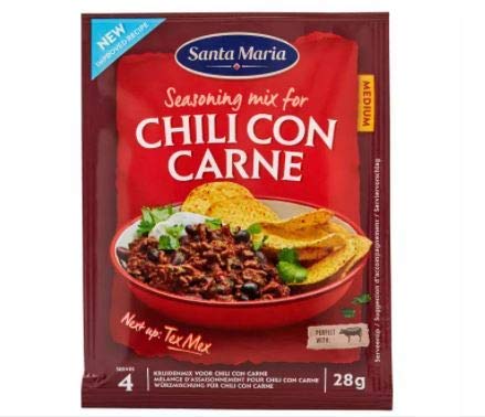 Santa Maria Tex Mex Chili Con Carne Gewürzmischung, mittelgroß, 28 g – eine Gewürzmischung, die Chili Con Carne einen vollen und würzigen Geschmack verleiht von Santa Maria