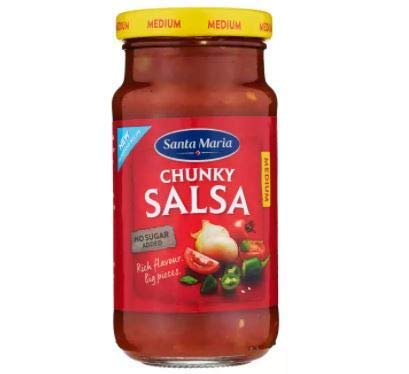 Santa Maria Tex Mex Chunky Salsa Medium 230 g – mittelstarke Salsa mit großen Brocken und einem vollen Geschmack von Tomaten, Zwiebeln und Jalapeno. Ohne Zuckerzusatz von Santa Maria