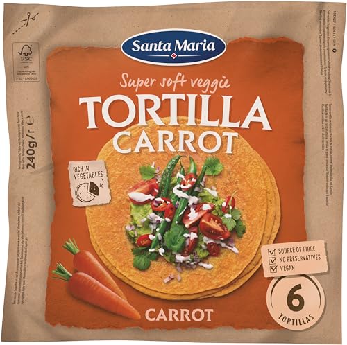 Santa Maria Tortilla Karotte Medium | 12 x 240g | Farbenfroh & Nährstoffreich | Ideal für Kindergeburtstage, Mittagessen oder Picknicks von Santa Maria