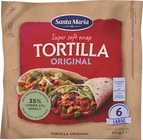 Santa Maria Tortilla Wrap Original Large | 12 x 371g | Vielseitig & Groß | Ideal für Kindergeburtstage, Mittagessen oder Picknicks von Santa Maria