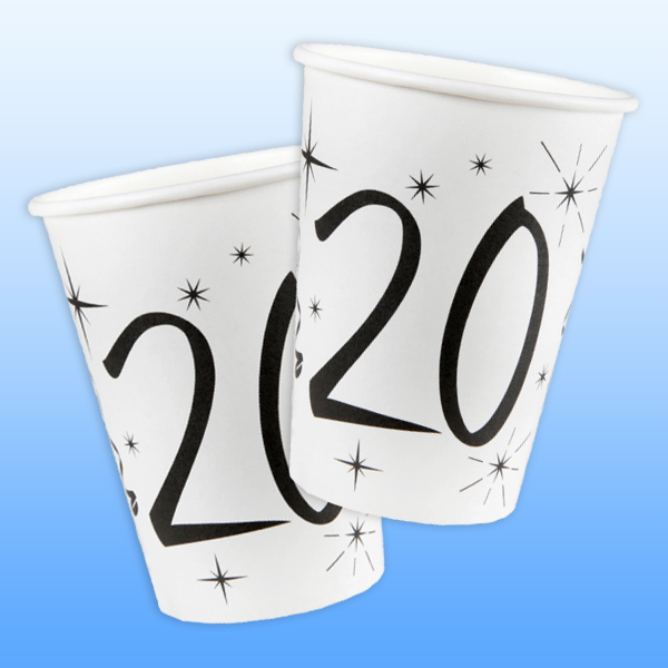 Becher zum 20. Geburtstag, 10 Stk. für 200 ml Partygetränk, aus Pappe von Santex