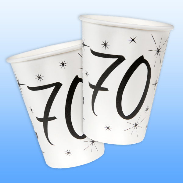 Becher zum 70. Geburtstag, 10 Stück Trinkbecher aus Pappe, 200 ml von Santex