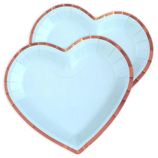 Herzförmige Pappteller im 10er Pack, blau, 22,5cm x 20cm von Santex