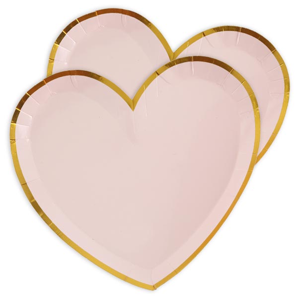 Herzförmige Pappteller im 10er Pack, rosa, 22,5cm x 20cm von Santex