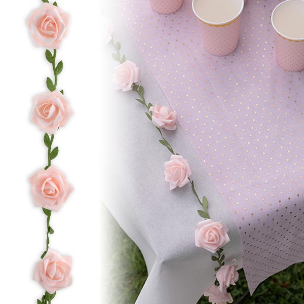 Pinke Rosen-Girlande aus Kunststoff, 110cm lang von Santex