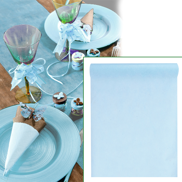 Tischläufer himmelblau, 10mx30cm, aus Vlies für festliche Tischdeko von Santex