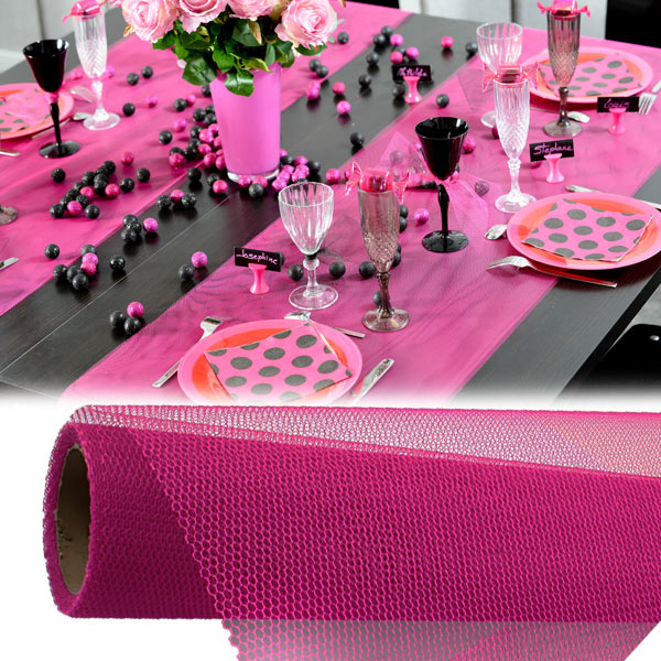 Tischläufer in Pink aus Vlies, 5m lang und 50cm breit, in Netzoptik, 1 Rolle von Santex