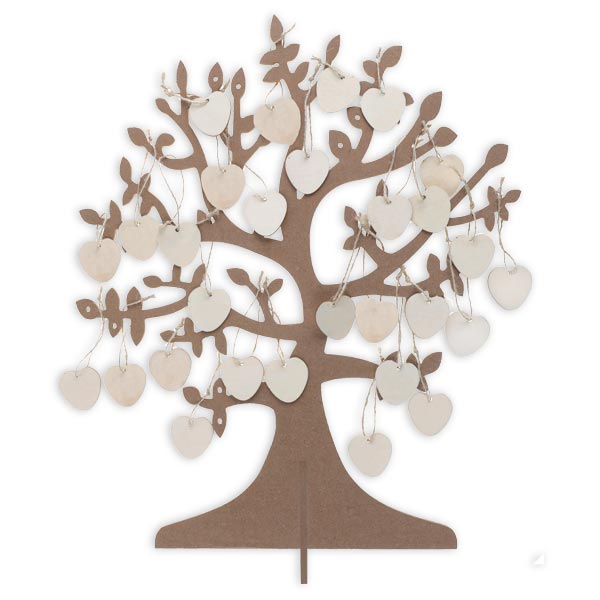 Wunschbaum aus Holz, mit 50 beschreibbaren Herzen,  48cm x 40cm von Santex