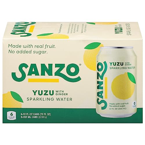 Sanzo Aromatisiertes Sprudelwasser – Yuzu Zitronensoda Ingwer-Seltzer – kalorienarmes und zuckerarmes Soda – asiatische Getränke – veganes glutenfreies kohlensäurehaltiges Wasser – kohlensäurehaltige von Sanzo