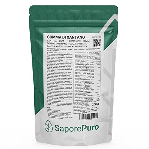 SaporePuro Xanthan Gum - 250 g - Stabilisator, Bindemittel, Verdickungsmittel, Ideal für die Zubereitung von Gelen, Eis, Süßigkeiten, Cremes, Saucen, Glutenfrei von SaporePuro