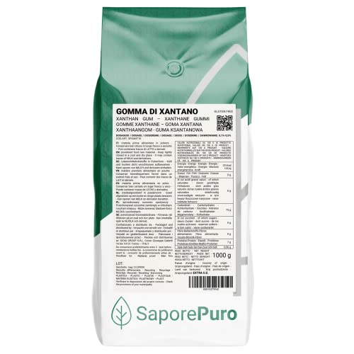 Saporepuro Xanthan Gum 1 kg - Ideal für Eiscreme, Saucen, Toppings, Sorbets, Gele, Pizzateige, Mixologen, Molekularküche - 100% pur von SaporePuro