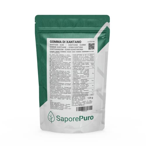 Saporepuro Xanthan Gum 125 gr - Ideal für Eiscreme, Saucen, Toppings, Sorbets, Gele, Pizzateige, Mixologen, Molekularküche - 100% pur von SaporePuro