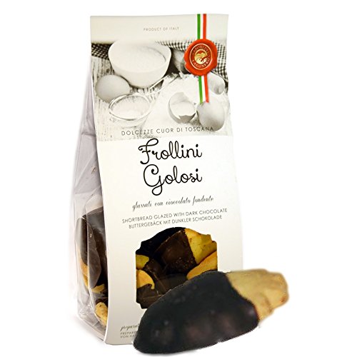 Frollini Golosi italienische Buttergebäck Plätzchen mit dunkler Schokolade glasiert 250gr von Sapori del Lagonero