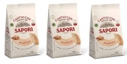 3x Sapori Cantuccini Toscani IGP Alle Mandorle Mandelkekse Kekse Biscuits Italienische Tradition Italienische Spezialitäten Beutel mit 100g von Sapori