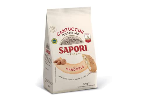 Sapori Cantuccini Toscani IGP Alle Mandorle Mandelkekse Kekse Biscuits Italienische Tradition Italienische Spezialitäten Beutel mit 100g von Sapori