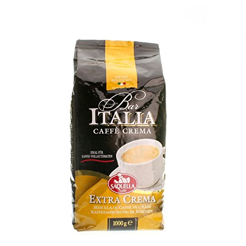 Saquella Caffe Saquella Espresso Bar Italia Extra Crema Bohnen, 1er Pack (1 x 1 kg) von Bar Italia