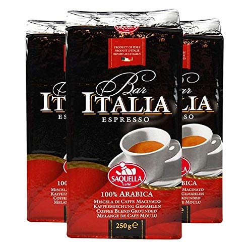 SAQUELLA Espresso Bar Italia 100% Arabica, 250g gemahlen, 3er Pack SAQUELLA Espresso Bar Italia 100% Arabica, 250g gemahlen, 3er Pack von SAQUELLA