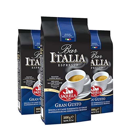Saquella Caffe Saquella Espresso Bar Italia Gran Gusto Bohnen, 3er Pack (3 x 1 kg) von Saquella