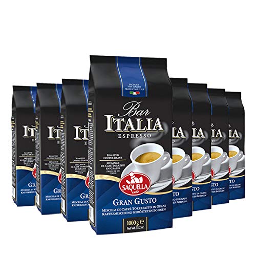 Saquella Caffe Saquella Espresso Bar Italia Gran Gusto Bohnen, 8er Pack (8 x 1 kg) von Saquella