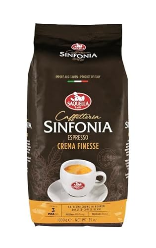 Saquella Espresso Sinfonia Crema Finesse 100% Arabica Direkt-Import aus Italien 1 Kg ganze Bohne von Saquella