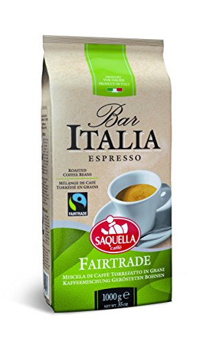 Saquella Fairtrade Espresso aromatisch, stark, leichten Schokoladennote 1 Kg ganze Bohne von Saquella
