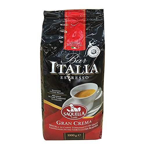 Saquella Kafffe, Bar Italia Espresso, gran crema (1kg, Beutel), 1er Pack von Saquella