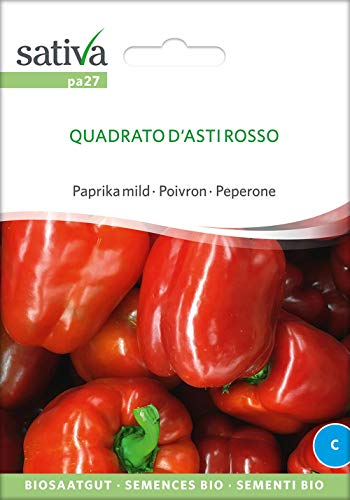 Sativa Rheinau pa27 Paprika mild Quadrato D'Asti Rosso (Bio-Paprikasamen) von Sativa Rheinau