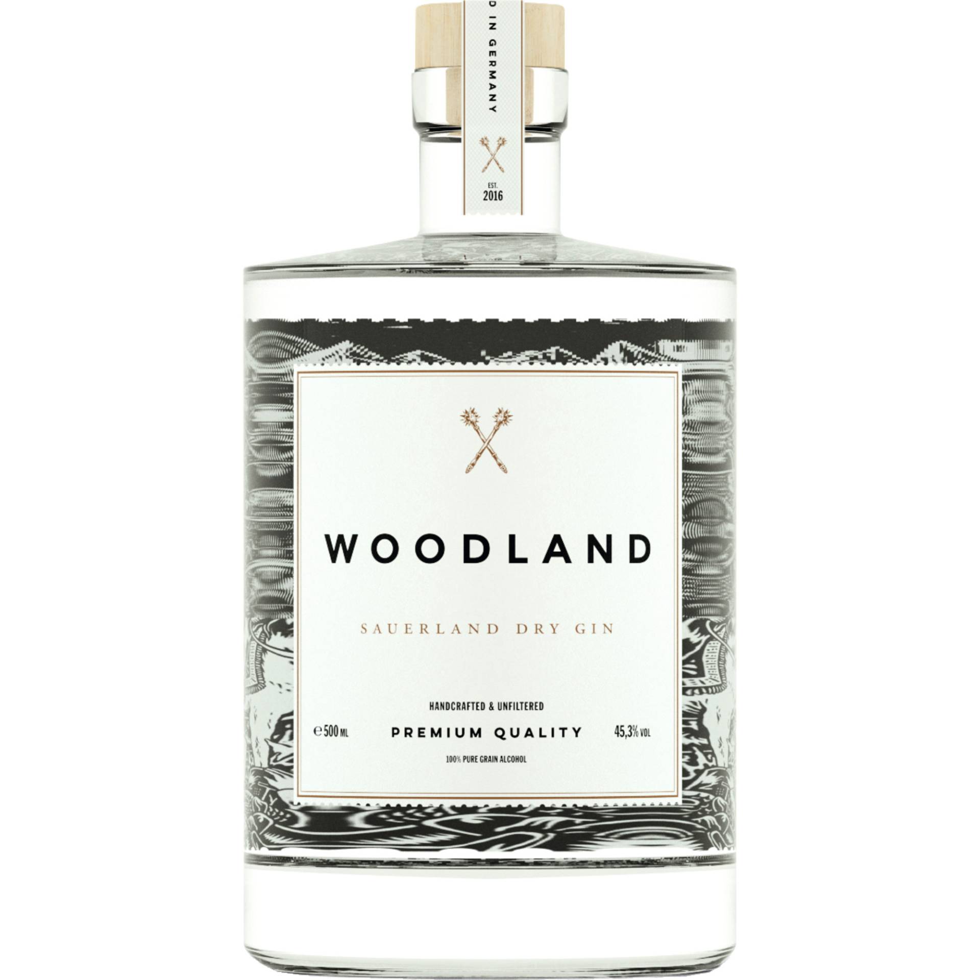 Woodland Sauerland Dry Gin, 45,3 % vol. 0,5 L, Spirituosen Woodland Sauerland Dry Gin, 45,3 % vol. 0,5 L, Spirituosen von Sauerland Distillers, Thünenstrasse 11, D - 58511 Lüdenscheid