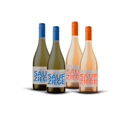 Saufziege Pfalz Edition - 4er Weinpaket mit Rosé Cuvée & Grauburgunder - Ein Genusserlebnis für Kenner und Entdecker von Saufziege