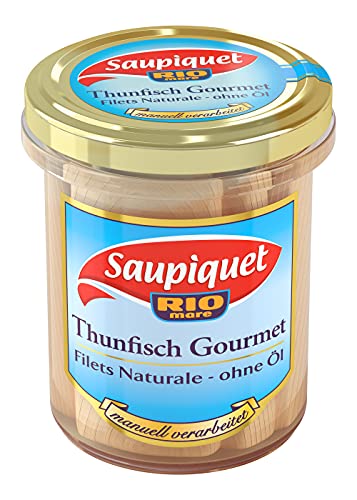 Saupiquet Rio Mare Gourmet Thunfisch-Filets Naturale - ohne Öl, Reich an Proteinen, Ganze Filets im Glas, von Hand verarbeitet, das Beste vom Thunfisch, Premium-Filets für besondere Anlässe, 180g Saupiquet Rio Mare Gourmet Thunfisch-Filets Naturale - ohne Öl, Reich an Proteinen, Ganze Filets im Glas, von Hand verarbeitet, das Beste vom Thunfisch, Premium-Filets für besondere Anlässe, 180g von Saupiquet Rio Mare
