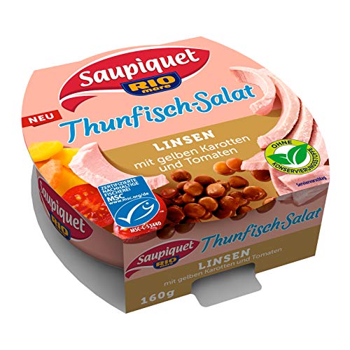 Saupiquet Rio Mare Thunfisch-Salat Linsen, MSC zertifiziert, Fix und fertig zubereitet, Ideal für unterwegs, 160g von Saupiquet Rio Mare