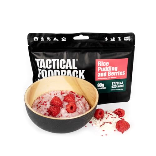 Tactical Foodpack Reispudding mit Himbeeren 90g - Notfallnahrung Frühstück bis 2030 haltbar - Survival Food Prepper Outdoor Notfall Nahrung von Save & Protect Trading