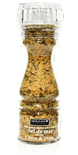 Französisches Meersalz mit Zitrone und Thymian in Salzmühle, Salz aus Frankeich 160g Französisches Meersalz mit Zitrone und Thymian in Salzmühle, Salz aus Frankeich 160g von Savor & Sens Tradition
