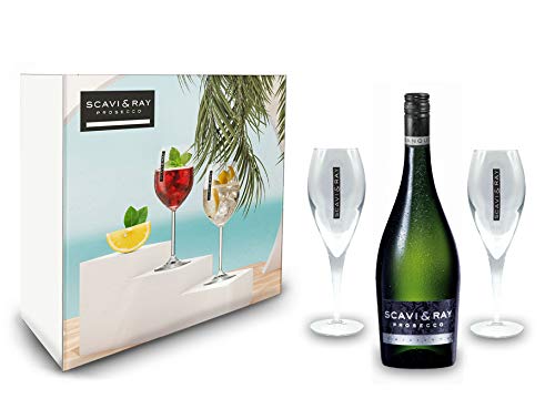 Scavi & Ray Prosecco Set/Geschenkset - Scavi & Ray Prosecco Frizzante 750ml (10,5% Vol) + 2x Scavi & Ray Prosecco Gläser von Scavi & Ray