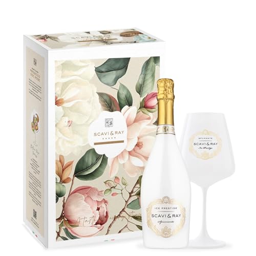 SCAVI & RAY Geschenkset – Ice Prestige Spumante (0,75l) & Glas – 10,5% Vol. – Eleganter Schaumwein trifft Designglas – Online Exclusive – Genussmoment in stilvoller Geschenkbox von Scavi & Ray