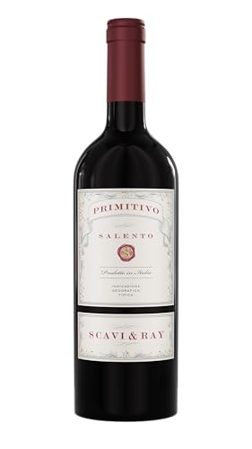 SCAVI & RAY Primitivo Salento IGT Rotwein 0,75l, halbtrocken, samtig-weicher Cuvée aus Apulien in Italien, 13% Vol. Alkohol – Ideal zu italienischen Gerichten und Gegrilltem von Scavi & Ray