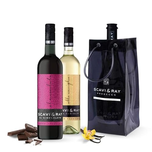 SCAVI & RAY Schokonilla Grande Spar-Paket (6x Schokoladenwein Al Cioccolato, 6x Vanillewein Alla Vaniglia, 2x Flaschenkühler) von Scavi & Ray