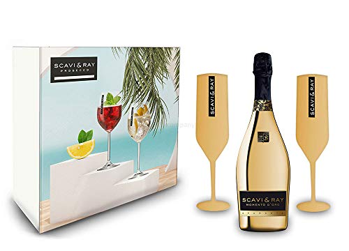 SCAVI & RAY Set/Geschenkset - MOMENTO DORO Millesimato GOLD 0,75l (11% Vol) + 2 Momento Gläser von Scavi & Ray