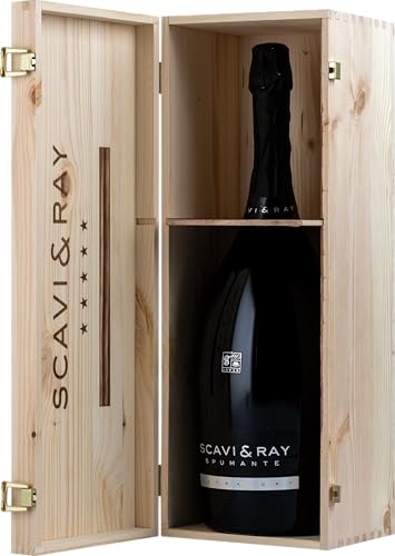 SCAVI & RAY Spumante 11% Vol. – 3,0L Jeroboam in edler Holzkiste – Italienischer Schaumwein mit feiner Perlage – Perfekt für exklusive Anlässe & Geschenke von Scavi & Ray