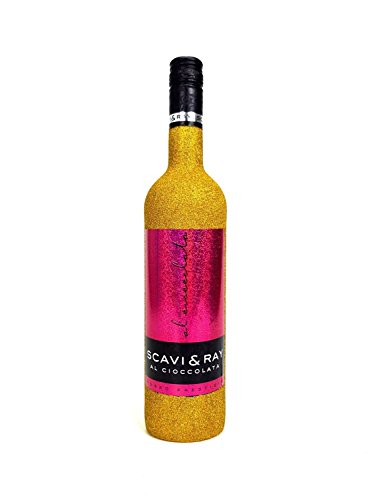 Scavi & Ray Al Cioccolata Rotwein Cuvèe 0,75l (10% Vol) - Bling Bling Glitzer Glitzerflasche Flaschenveredelung für besondere Anlässe - Gold -[Enthält Sulfite] von Scavi & Ray