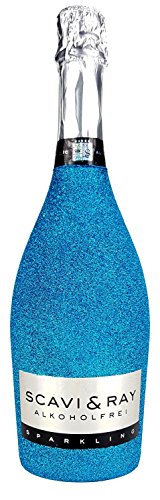 Scavi & Ray Alkoholfrei Sparkling 0,75l (<0,03% Vol) Bling Bling Glitzerflasche in blau -[Enthält Sulfite] von Scavi & Ray