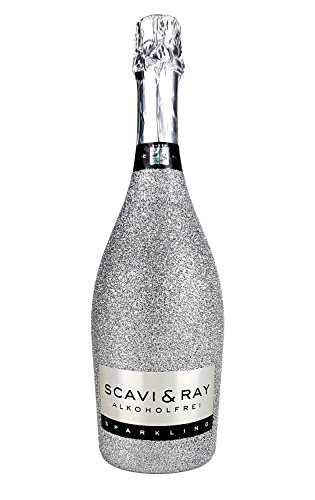 Scavi & Ray Alkoholfrei Sparkling 0,75l (<0,03% Vol) Bling Bling Glitzerflasche in silber -[Enthält Sulfite] von Scavi & Ray