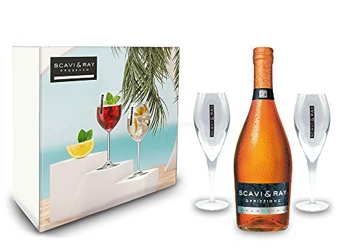 Scavi & Ray Giftbox Geschenkset - Scavi & Ray Sprizzione Aperitivo 0,75l (8% Vol) + 2x Flöten (10cl) -[Enthält Sulfite] von Scavi & Ray-Scavi & Ray