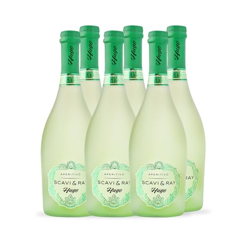 SCAVI & RAY Hugo Aperitivo – 6 x 0,75l italienischer Prosecco Cocktail mit Holunderblüte & Minze, erfrischend süß und spritzig, 5,5% Vol. Alkohol – der Begleiter für gesellige Runden oder als Aperitif von Scavi & Ray