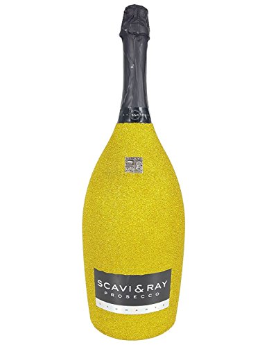 Scavi & Ray Prosecco Spumante Magnum 1,5l (11% Vol) Bling Bling Glitzerflasche gold -[Enthält Sulfite] von Scavi & Ray