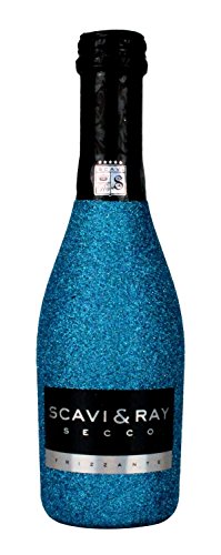 Scavi & Ray Secco Frizzante Piccolo 0,2l (10,5% Vol) Bling Bling Glitzerflasche in blau -[Enthält Sulfite] von Scavi & Ray