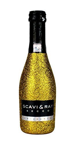 Scavi & Ray Secco Frizzante Piccolo 0,2l (10,5% Vol) Bling Bling Glitzerflasche in gold -[Enthält Sulfite] von Scavi & Ray