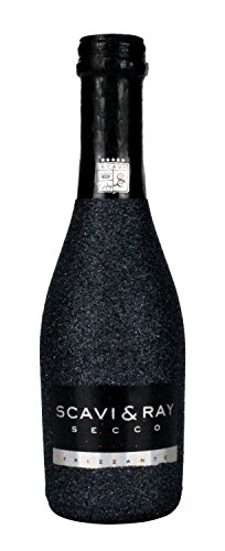 Scavi & Ray Secco Frizzante Piccolo 0,2l (10,5% Vol) Bling Bling Glitzerflasche in schwarz -[Enthält Sulfite] von Scavi & Ray