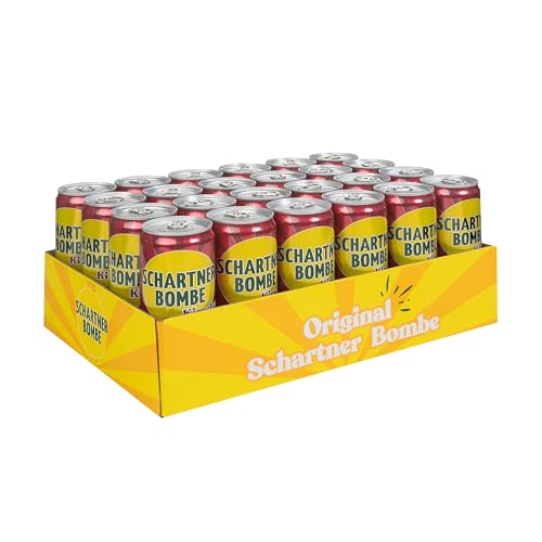 Schartner Bombe Kirsche, fruchtig spritzige Limonade mit Kirschgeschmack, Softgetränk in Dose, incl. 6€ Einwegpfand (Kirsche - 24 x 330ml) von Schartner Bombe